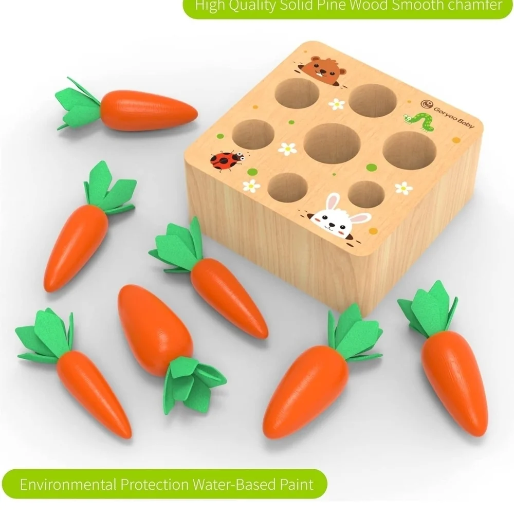 Interactive Wooden Carrot Game for Kids